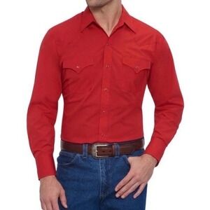 Ely Cattleman Western Pearl Snap Shirt Mens L 16.5x35 Red NEW Long Sleeve